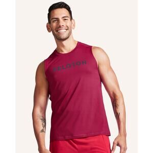 Peloton Essential Mens Tank Top M Crimson Sleeveless Crew Neck Breathable Logo